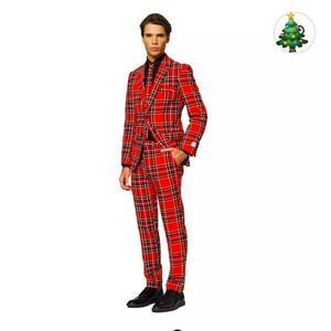Opposuits Red Plaid Lumber Jack Suit 2pc Mens 48 R